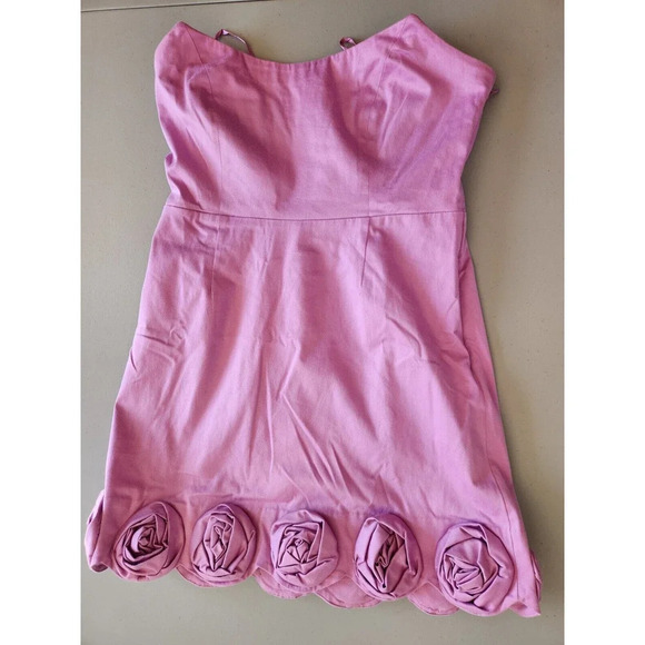 NWT Anthropologie Maeve Strapless Rosette-Trim Mini Dress M Pink 9A402 - Picture 2 of 11